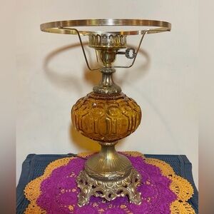 L.E. Smith Moon & Stars Amber Glass GWTW Lamp Base
